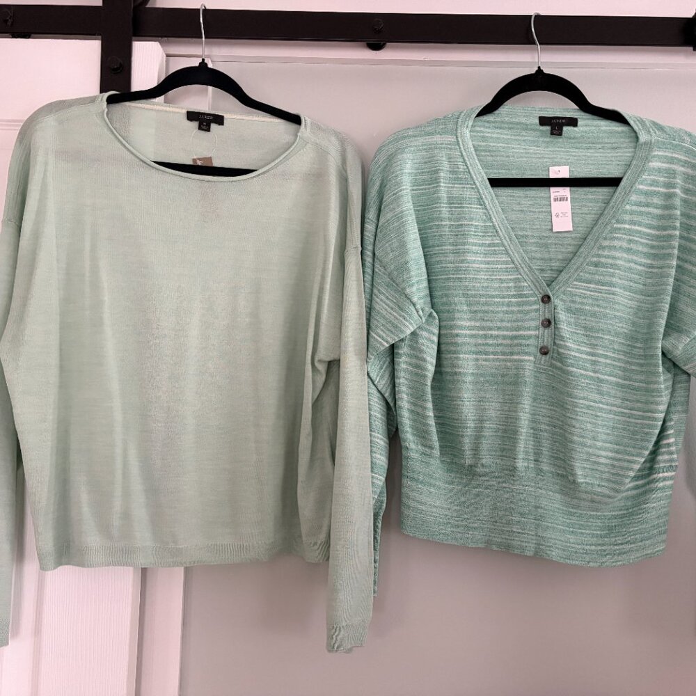 NWT JCrew spring/summer sweater bundle (Size M, Size L in seagreen)